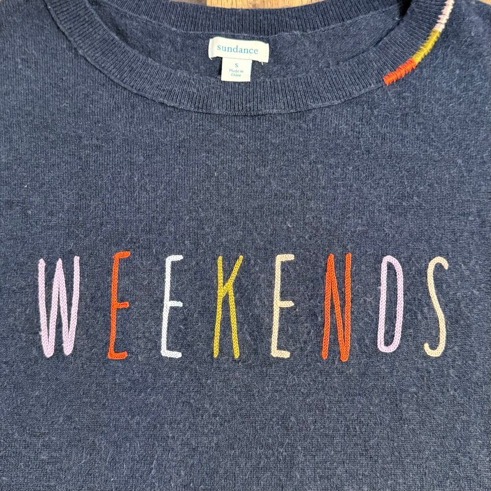 Sundance Weekends Sweater Wool Blend Embroidered Cozycore Blue Women’s Small - Picture 7 of 10